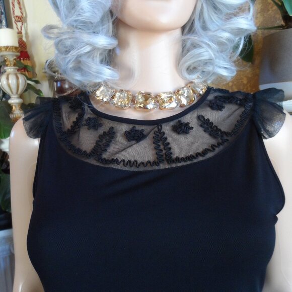 Moschino Cheapandchic Black SHeath Dress with/Embroidery Detail Size 10 - Picture 7 of 16